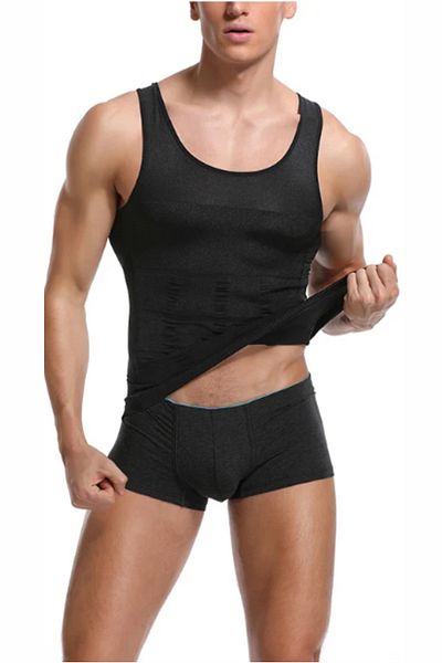 FİTFORMGİYİM Corset Black Men's Tank Top Corset Tank Top Waist Chest Belly Gynecomastia Toning Upright Posture