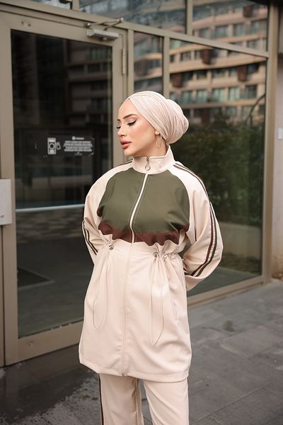 Ryzi Moda Σετ Φούτερ Hijab με φερμουάρ - Σετ των δύο