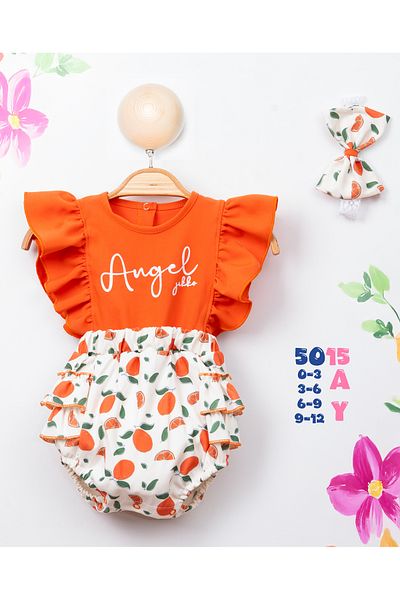 Amur Baby Girl Fruit Patterned Bandana Romper Jumpsuit