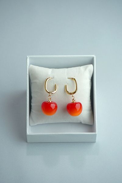 Rumon Gold Detailed Cherry Earrings