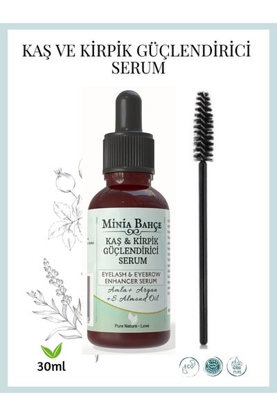 Minia Bahçe Bitki ve Sanat Atölyesi Eyebrow, Eyelash and Beard Care Serum - 30 ml (Brush Included)