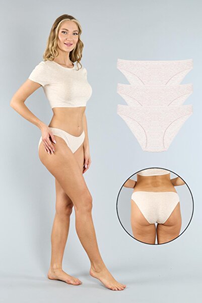 ATUTİS Pamuklu Kahve Melanj Klasik Kesim Külot 3'lü Paket