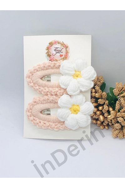 İnDerin 2 Pack Powder Color Mesh Daisy Hair Scrunchie - for Baby, Child, Teen and Adult