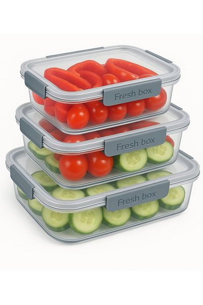 Herza House Set of 6 Fres Box Storage Containers - with Silicone Gasket