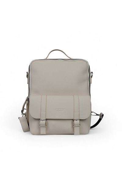 PAFTALI DERİ Padded Leather Backpack – Medium Size, Laptop Compatible, Covered Buckle Pocket, 38X26X6 cm