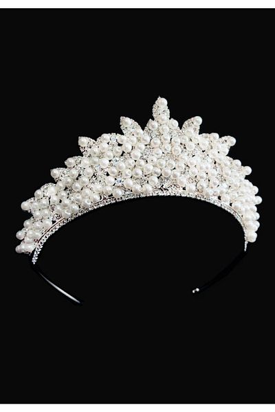 Aşkıminel Coroana de mireasa cu perle intregi cu inaltime de 7 cm, coroana prințesei, coroana de nunta