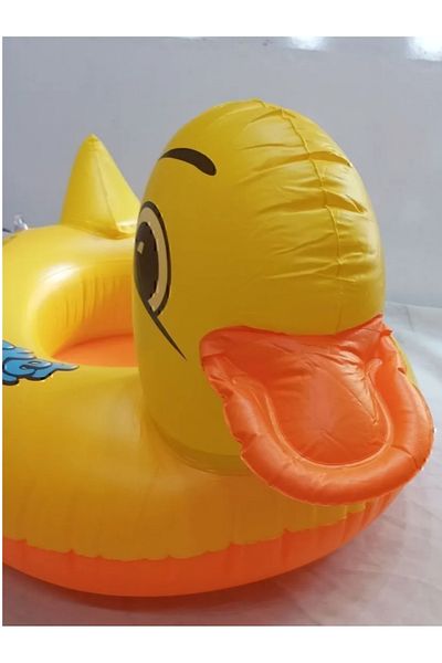 ELZATOYS Baby Boat Inflatable Duck Children's Life Buoy.4,6 Years.80X60 cm Yellow