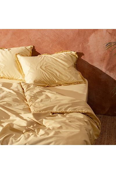 Madame Coco Sona Bettbezug-Set mit Quasten, Kingsize, Gelb