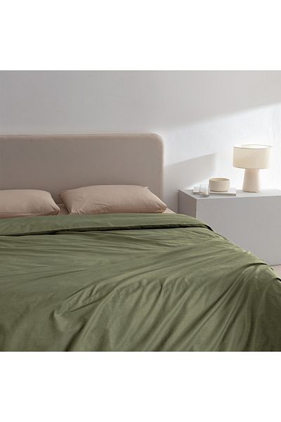 Madame Coco Manon Double 100 % Baumwolle Ranforce Plain Bettbezug – Khaki