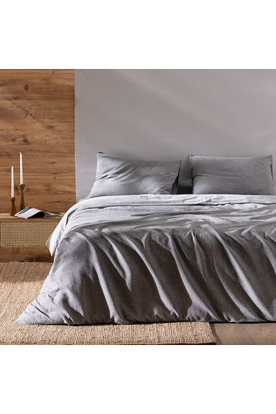 Madame Coco Nuage Bettwäsche-Set für Einzelbett, 100 % garngefärbte Baumwolle, Anthrazit
