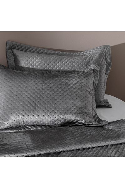Madame Coco Boulogne Doppel-Tagesdecke aus Samt – Anthrazit