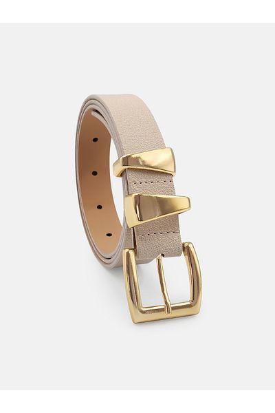 Milleniva Asymmetrical Gold Bridged Ecru Women's Belt