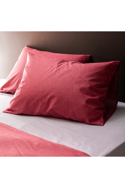 Madame Coco Juin Bedrucktes Bettbezug-Set aus Baumwolle für Einzelbett, Weinrot