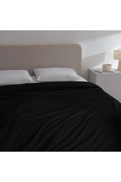 Madame Coco Manon Ranforce Bettbezug, 100 % Baumwolle, Kingsize, einfarbig, Schwarz