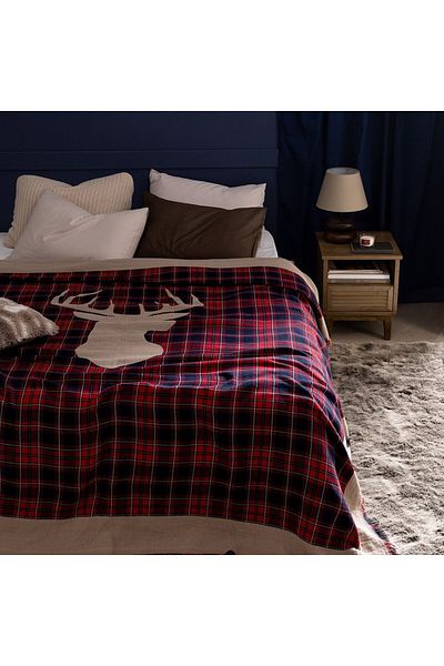 Madame Coco Valensole Doppelbett-Tagesdecke aus 100 % Baumwolle, Rot