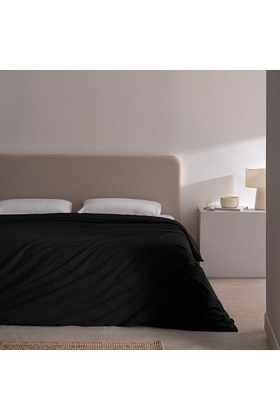 Madame Coco Manon Ranforce Bettbezug, 100 % Baumwolle, Kingsize, einfarbig, Schwarz