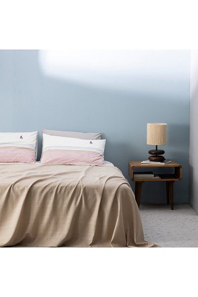 Madame Coco Mathilda Bettwäsche-Set für Einzelbett, Baumwolle, Ökocell, einfarbig, Beige