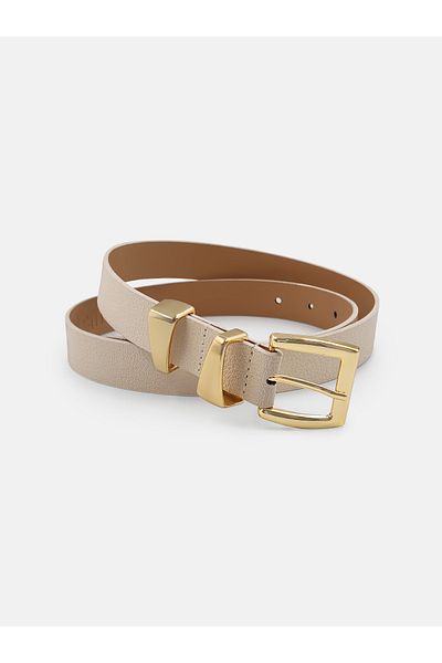 Milleniva Asymmetrical Gold Bridged Ecru Women's Belt