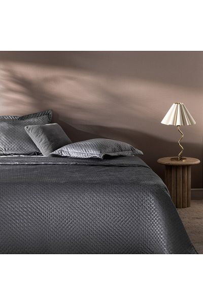 Madame Coco Boulogne Doppel-Tagesdecke aus Samt – Anthrazit
