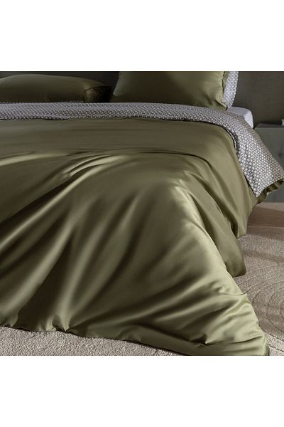 Madame Coco Dennie Bettwäsche-Set, Einzelbett, 100 % Baumwolle, bedruckter Satin, Khaki