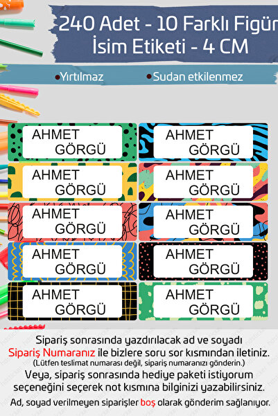 hdsticker İsme Özel Okul Etiketi Kalem Defter Etiketi Özel İsim Yazılabilen S...