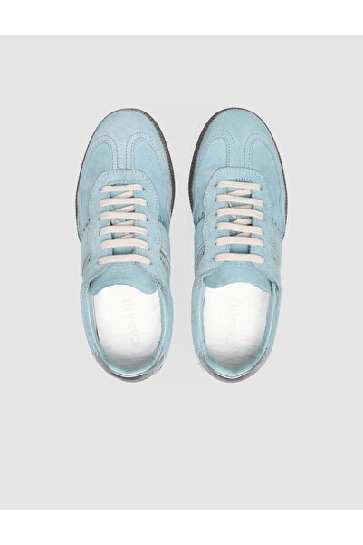 Cabani %100 Hakiki Deri Mavi Süet Bağcıklı Kadın Sneaker