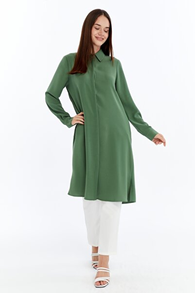 Gold Moda Renk GİZLİ PATLI ÖNÜ DÜĞME KAPAMALI GÖMLEK YAKA UZUN YAZLIK TESETTÜ...