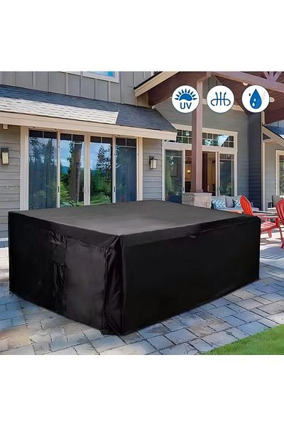 Generic Black Garden Furniture - Seats, Tables, Chairs And Canvas Covers 270x180x89 Cm