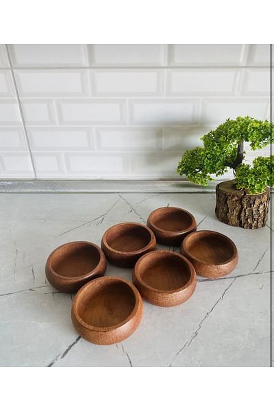 BALSA 9 cm Diameter Wooden Round 6 Pieces Bowl Snack Bowl