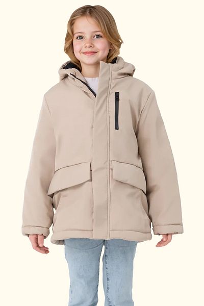 Royalside Girls - Waterproof and Windproof Hooded Fur Coat, 3 Pocket Winter Parka