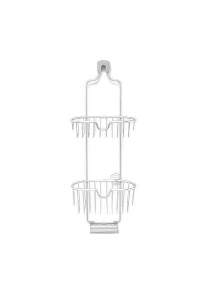 rexa Paloma 2-Basket Aluminium Shower Caddy with Integrated Soap Dish Grey