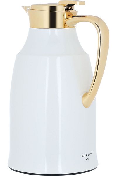 Alsaif Gallery Diriyah Thermos White Pearl And Gold 1.3 Liters