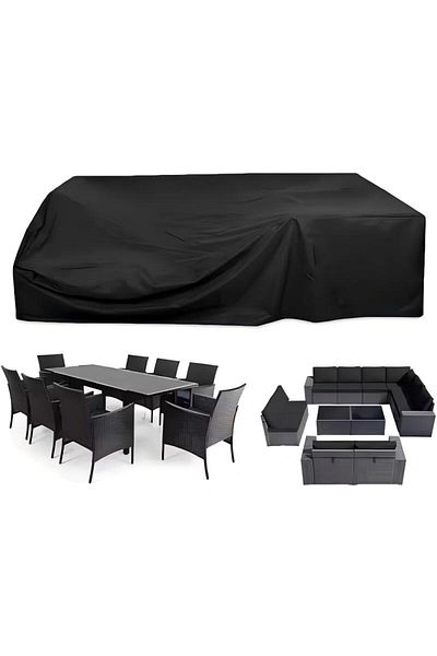 Generic Black Garden Furniture - Seats, Tables, Chairs And Canvas Covers 270x180x89 Cm
