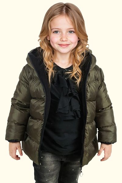 Royalside Girl's Khaki Fleece Hooded Waterproof Windproof Inflatable Winter Coat & Coat