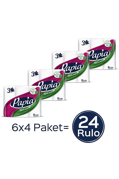 Papia Biocare 24 Roll Paper Towels - 6 Rolls X 4 Pack