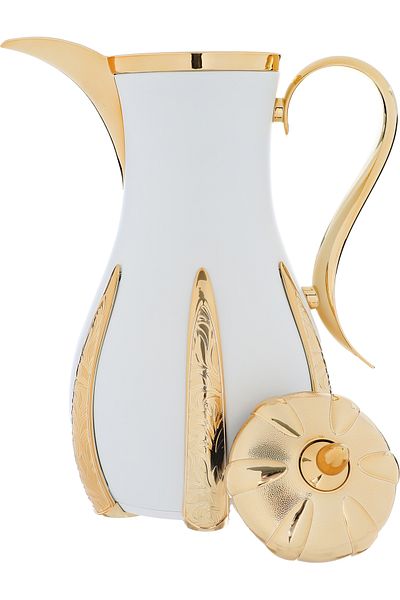 Alsaif Gallery Sana White And Gold Thermos Set, 1 Liter, 2 Pieces