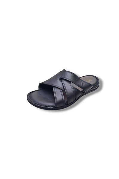Growish Gr0295 Inside and Outside Genuine Leather Anti-Slip Rubber Sole Men's Comfort Comfortable Slippers