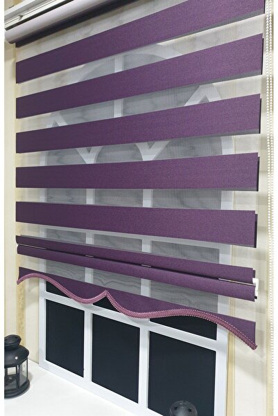 KORUTEKS Zebra Stor Perde Mor Etek Dilimli Kt 400 V18