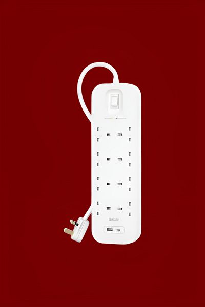 Belkin 18W 8-Way 2-USB Power Extension Surge Protector White 2m