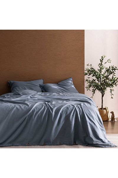 Madame Coco Songe Double Chambre Bettbezug-Set aus 100 % Baumwolle – Dunkelblau