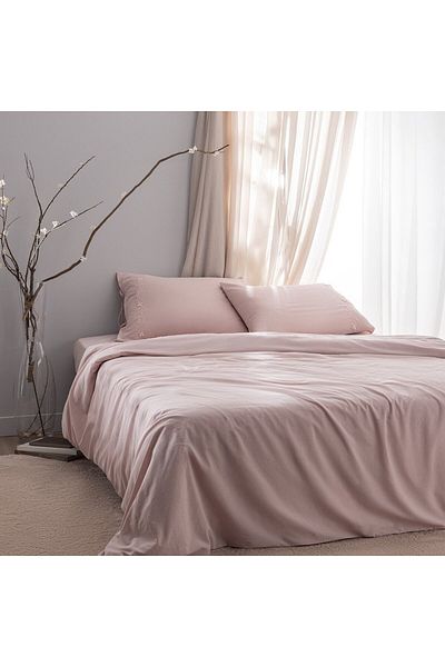 Madame Coco Loris Doppelbett-Bettbezug-Set, bestickt, 100 % Baumwolle, Puder