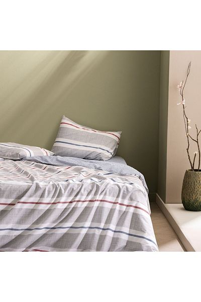 Madame Coco Burcet Doppel-Bettbezug-Set, 100 % Baumwolle, Ranforce-Print, Grau