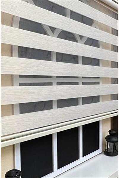 KORUTEKS Zebra Stor Perde Krem Kt 400v12-d