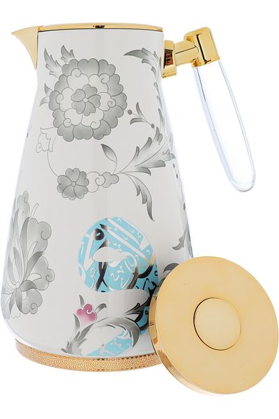 Alsaif Gallery White Walaa Thermos Set With Gold And Transparent Handle, Two Pieces