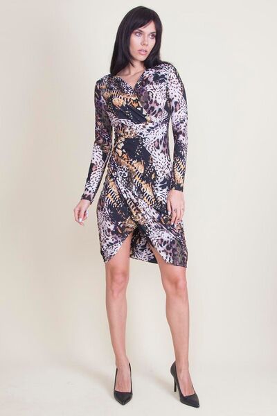 Şans Tekstil Wraped Collar Front Detailed Dress 26a19485