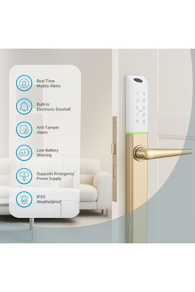 AREB Smart Lock Narrow Gold 30 * 85 – 5 Unlocking Methods, Auto-lock, Anti-theft Security For Home