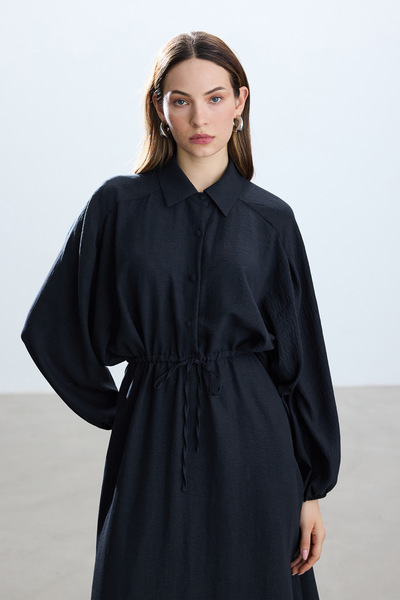 BE BLUE Μπλε ναυτικό φόρεμα με κορδόνι στη μέση