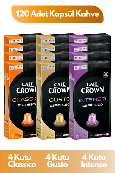 Cafe Crown Mega Pack of 120 Capsules Coffee Nespresso Compatible - Buy 120 Pay 80!
