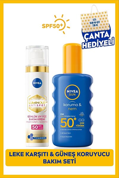 NIVEA Sun Spf50 Güneş Koruyucu Vücut Sprey 200ml, Luminous630 Leke Karşıtı Gü...