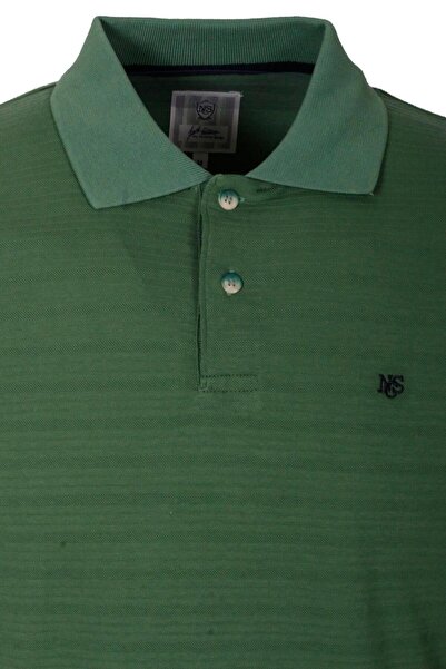 NCS Men's Polo Neck T-Shirt Olive Textured 100% Cotton Slim Fit Ribbed Sleeve T-Shirt Jeans 1152